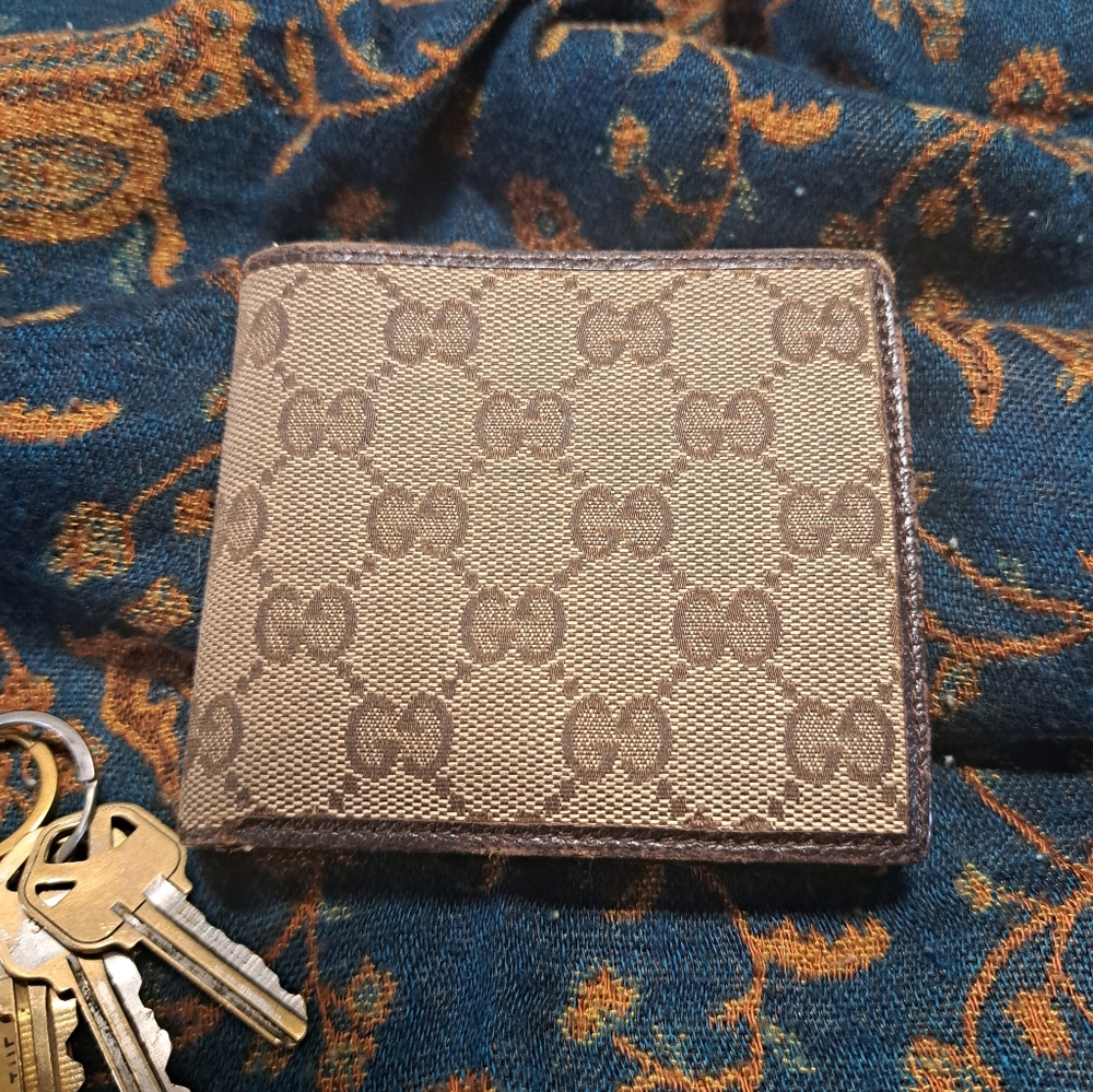Gucci Beige and Brown Monogram Wallet Card Holder